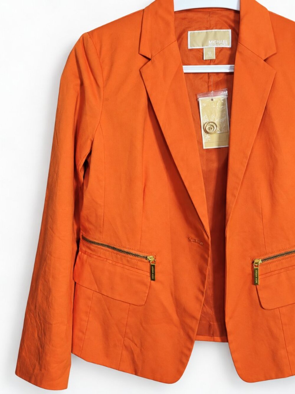 NWT MICHAEL Michael Kors Clementine Orange Blazer Size 12